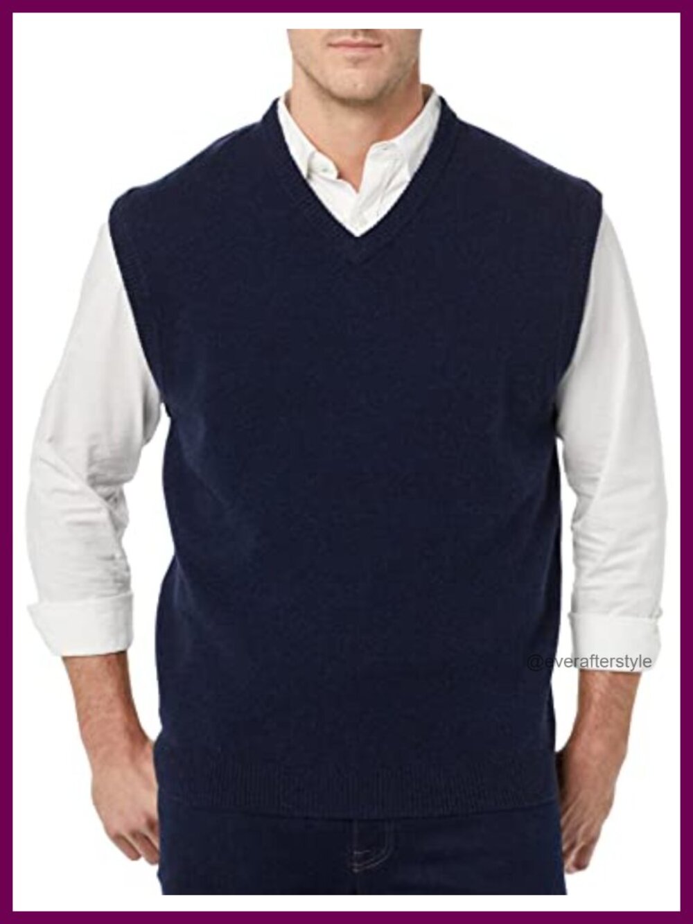 Mens Lambs Wool Sweater Vest Crew Neck Sleeveless Pullover Layer